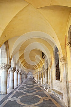 Arcade of Palazzo Ducale at Piazza San Marco in Venice, Italy