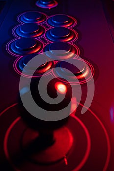 Arcade Stick Buttons, Gamming controls colorful RGB lights.