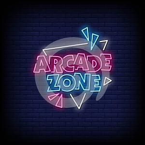 Arcade Zone Neon Signs Style Text Vector