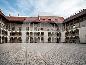 Arcaded courtyard at Wawel castle, Krakow, Poland photo