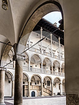 Arcaded courtyard at Wawel castle, Krakow, Poland photo