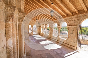 Arcaded portico of church Virgin Rivero in San Esteban de Gormaz photo