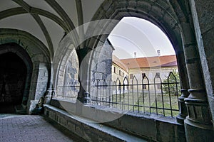 Arcades of basilica of St Egidius in Hronsky Benadik monastery