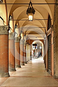 Arcades of Bologna town. Italy