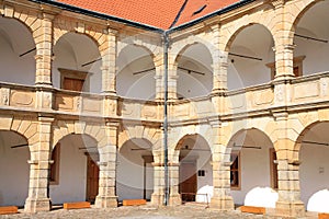 Arcades in castle in Moravska Trebova, Czech Republic.