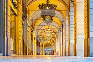 Arcades in the center of old town Bologna Italy