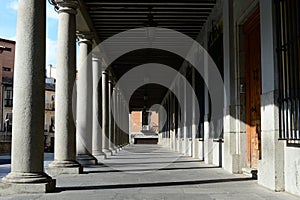 Arcades and columns in the Plaza de Zocodover in Toledo, Spain. photo