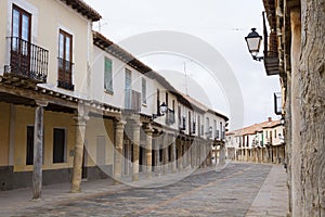 Arcades in the main street of the town of Ampudia in Palencia Spain
