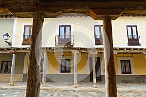 Arcades in the main street of the town of Ampudia in Palencia Spain