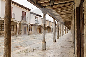 Arcades in the main street of the town of Ampudia in Palencia Spain