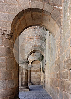 Arcades in the old town of Caceres