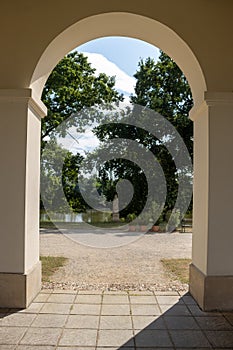 Arcades and park of Chateau Pohansko, Moravia, Czechia