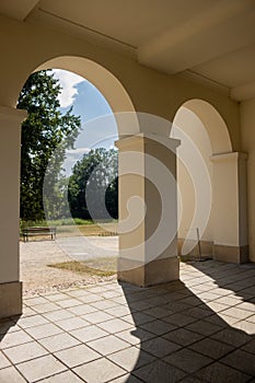 Arcades and park of Chateau Pohansko, Moravia, Czechia