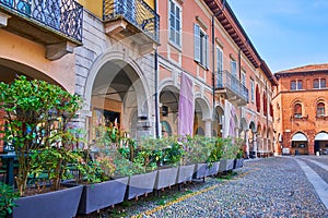 Arcades on Piazza della Vittoria, Lodi, Italy