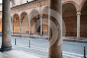 The arcades of Santa Cecilia oratory in Bologna, Italy