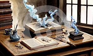 Arcane Book with Smoky Wisps