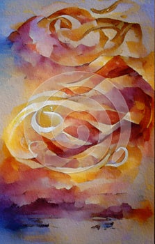 Arcane sunrise - abstract watercolor painting