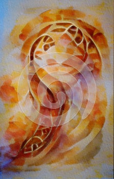 Arcane sunrise - abstract watercolor painting