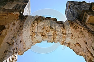 Arch of antique temple of Diane in Nimes