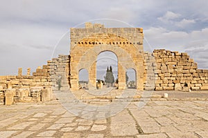Arch of Antoninus Pius at the Byzantine Roman ruins in Sbeitla