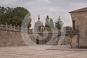 arch and bridge on the facade of the Plaza de FefiÃ±anes in Cambados, Rias Bajas, Pontevedra, Galicia, Spain