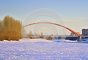 Arch bridge on the Ob River