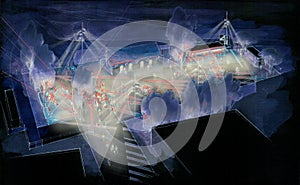 Arch bridge over the brook