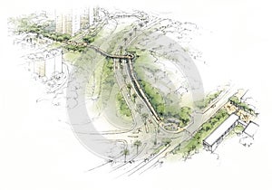 Arch bridge over the brook