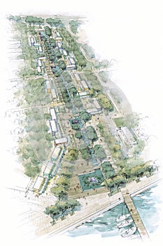 Arch bridge over the brook