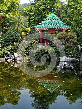 Arch Bridge and Pavilion in Mei Foo, Hong Kong.