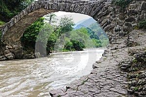 Arch bridge of queen Tamara across Adzhariszkhali river in Adjara