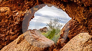Arch caused by Erosion in the Red Sandstone Buttes of Papago Park
