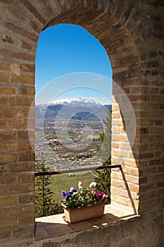 Arch of the cloister of the Hermitage of Sant`Onofrio in Morrone