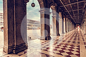 Arch columns on Piazza San Marco in Venice, Italy
