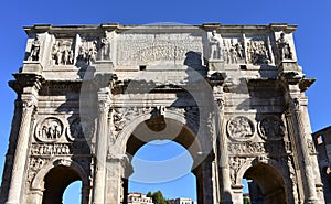 Arch of Constantine or Arco di Constantino, the largest Roman triumphal arch. Rome, Italy. photo
