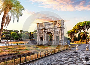 The Arch of Constantine by the Coliseum, famous place of visit in Rome, Italy