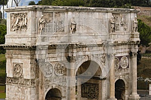 The Arch of Constantine from the front side view - located in Rome, Italy.