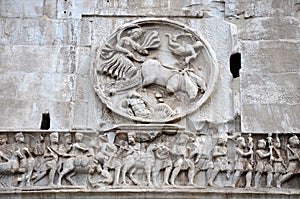 Arch of Constantine near the Colosseum in Rome, Italy