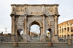 Arch of Constantine next to the Colosseum in Rome