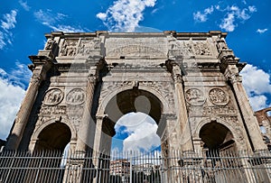 Arch of Constantine in Rome on a cloudy day
