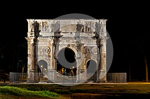 Arch of Constantine in Rome by night