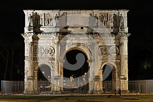 The Arch of Constantine in Rome by night