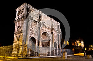 Arch of Constantine in Rome by night