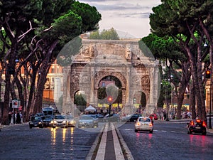 Arch of Constantine from the street, Rome, Italy