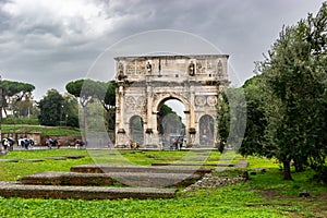 The Arch of Constantine, a triumphal arch in Rome