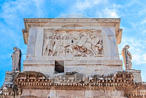 Arch of Constantine or Triumphal arch in Rome, Italy near Coliseum,