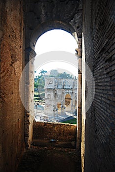 Arch of Constantine, view from Colosseum in Rome