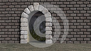 Arch cyclopean with brick wall