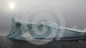 Arch of Darwin only unique glacier iceberg in ocean of Antarctica.