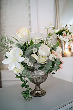 Arch decorated with artificial flowers